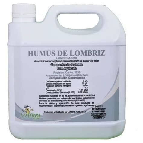 Humus De Lombriz Liquido Lixiviado Galon Litros En Venta En