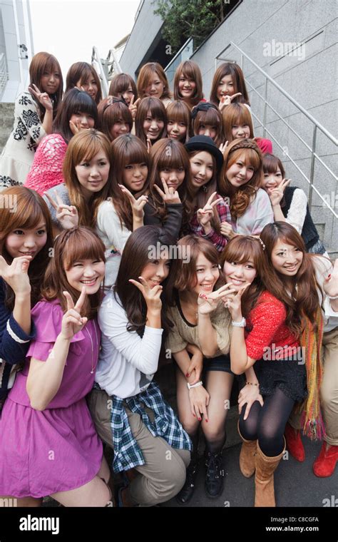 Japan Tokyo Harajuku Group Of Japanese Girls Stock Photo Alamy