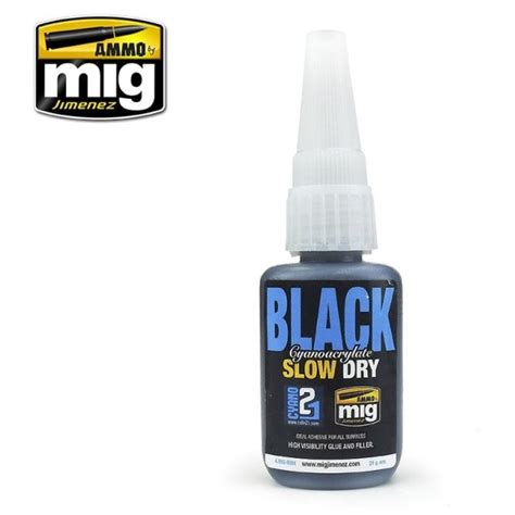 Mig Ammo Slow Dry Black Cyanoacrylate Super Glue