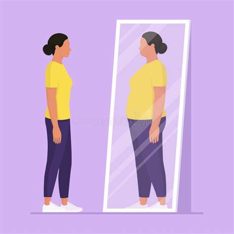 Fat Woman Looking Mirror Stock Illustrations 187 Fat Woman Looking