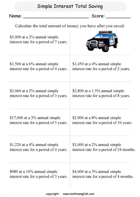 Simple Interest Worksheets