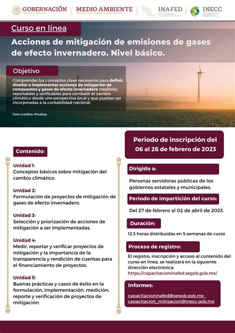 Curso en línea 2023 Acciones de mitigación de emisiones de gases de