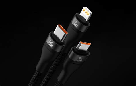 3in1 Usb Cable Baseus Flash Series 2 Usb C Micro Usb Lightning