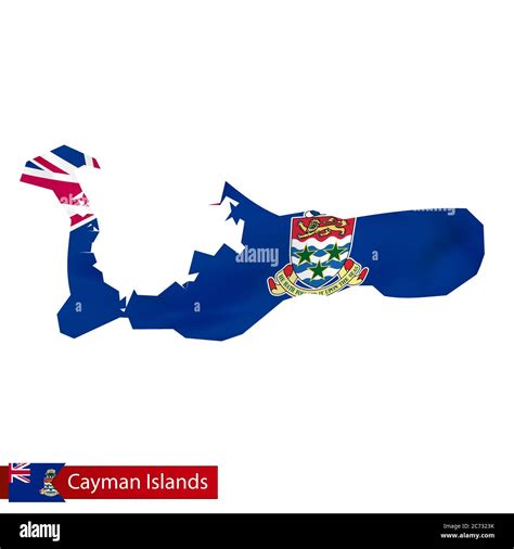 Cayman Islands Map With Waving Flag Of Country Vector Illustration