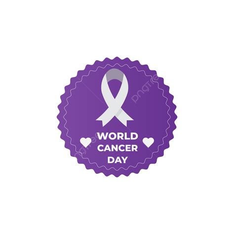 World Cancer Day Vector Png Images Purple Color Badge And Ribbon World