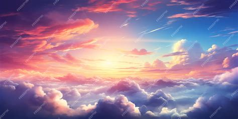 Premium Photo | Heaven sunset over the clouds