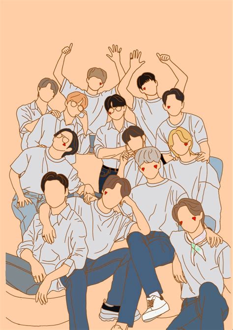 Seventeen OT13 Wallpaper Bocetos De Retrato Bocetos Going Seventeen