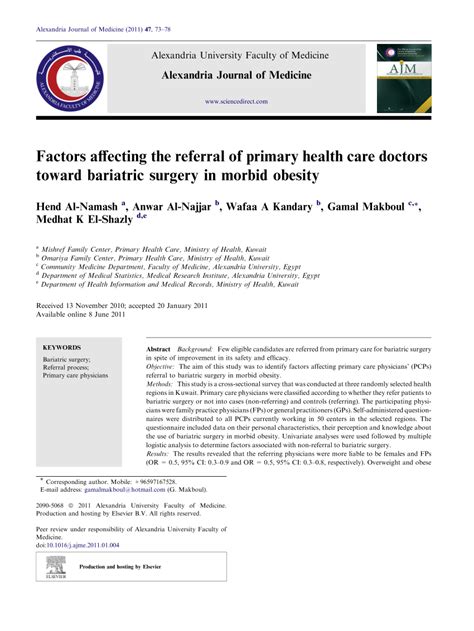 Pdf Factors Affecting The Referral Of Primary Health Care Doctors