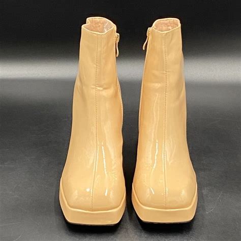 Shoes A Nude Women Comfy Platform Side Zipper Square Toe Chunky High Heel Ankle Boot Poshmark