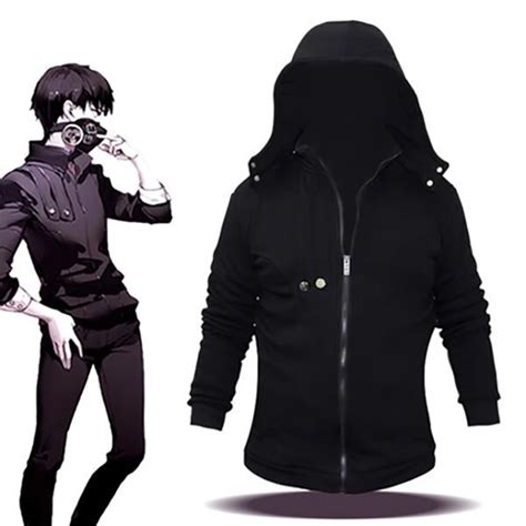 Tokyo Ghoul Cosplay Costume Ken Kaneki Black Jacket Coat Hoodies Outfit