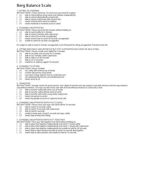 Berg Balance Tests And Rating Scale Download Printable Pdf Templateroller – NBKomputer