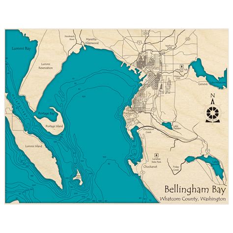 Bellingham Bay 3d Custom Wood Map Lake Art Llc