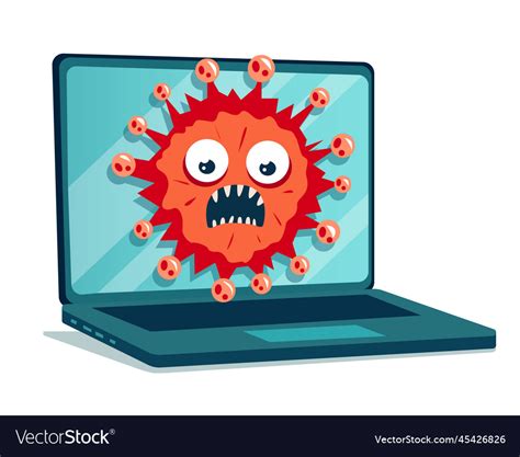 Laptop virus infection computer hacking Royalty Free Vector