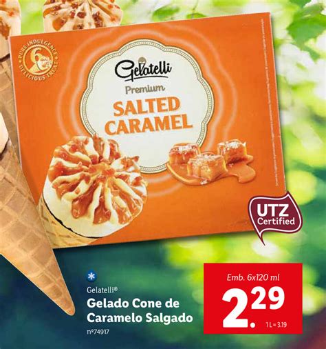 Promo O Gelado Cone De Caramelo Salgado X Ml Em Lidl