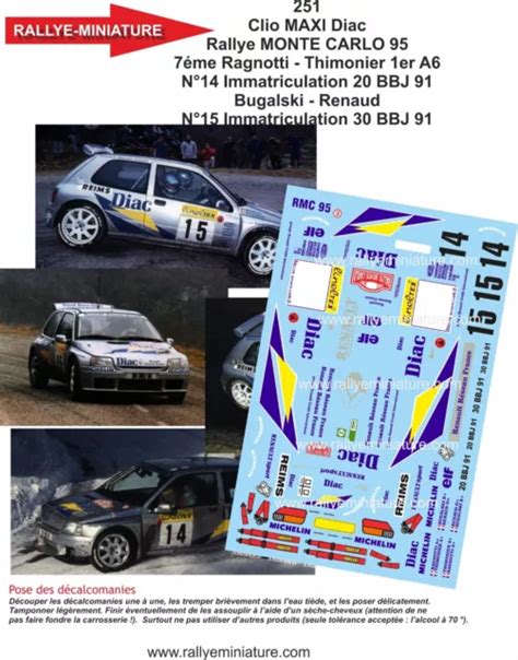 Decals Renault Clio Maxi Kit Car Bugalski Rallye Monte Carlo