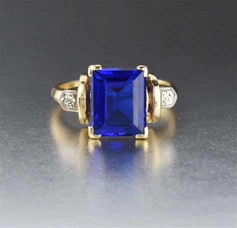 Vintage 14k Gold Blue Spinel Ring 1930s Boylerpf