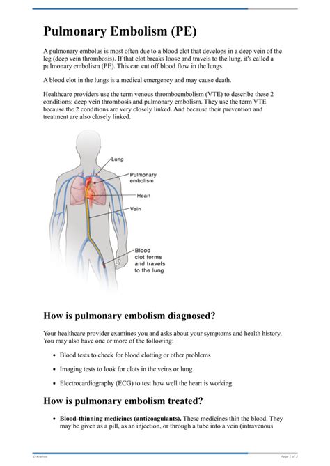 Text Pulmonary Embolism Healthclips Online