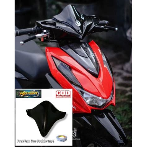 Jual Visor Variasi Honda Beat Deluxe Bahan Akrilik Warna Hitam Kilap