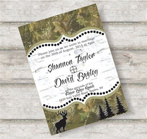 Woodland Camo Wedding Invitation Snow Camo Wedding Camouflage Wedding