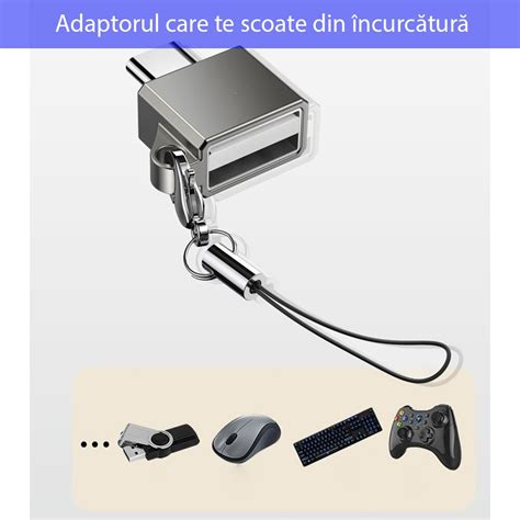 Mini USB-C към USB OTG адаптер, преносим, захранване и пренос на данни ...