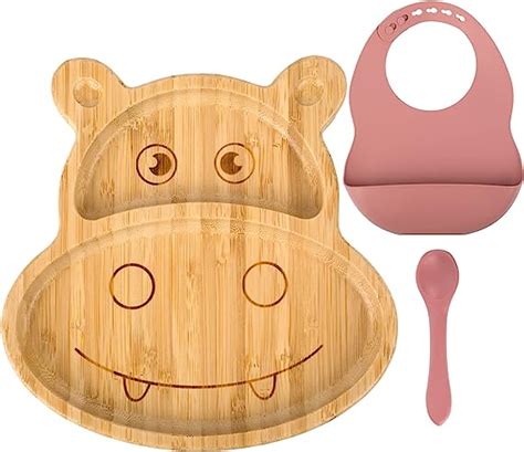 Happydoo Set Pappa Bamboo Piatto Svezzamento Ventosa Per Bambini