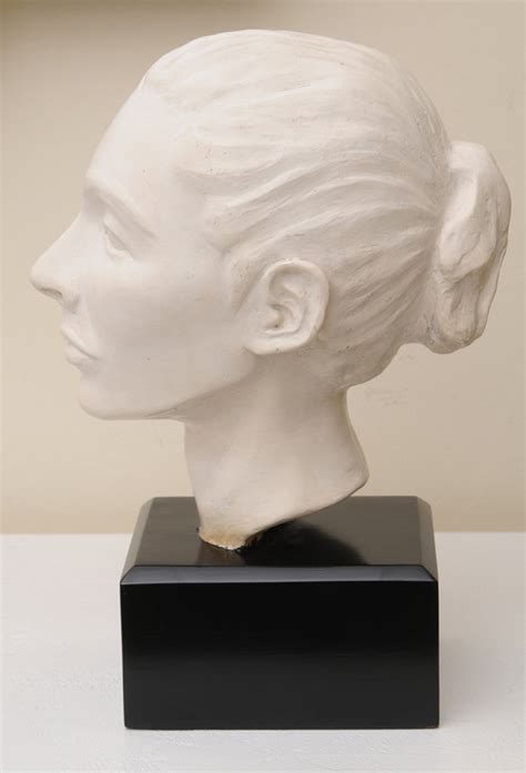 Italian Vintage Plaster Of Paris Head Bust Sculpture With Black Wood Base For Sale At 1stdibs