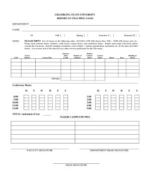 Fillable Online Teaching Load Form Fax Email Print PdfFiller