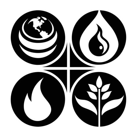 elements earth fire water air vector art icons  graphics