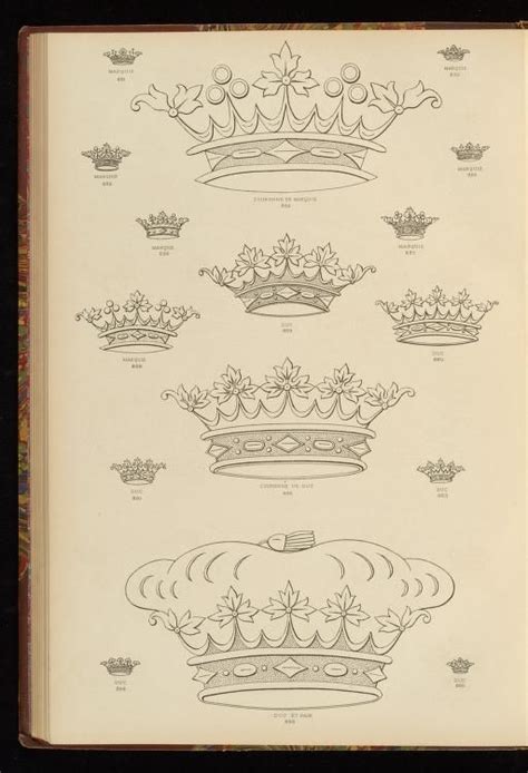 An Old Book With Drawings Of Crowns On Top Of Each One And Below The Crown