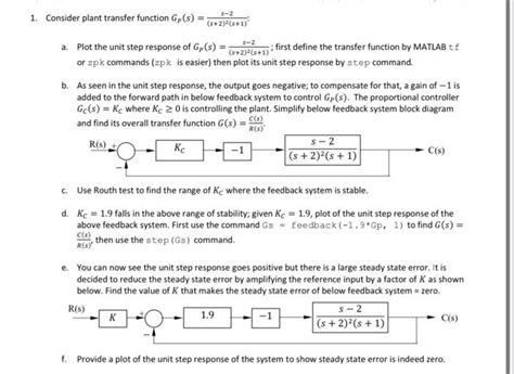 Solved 1 Consider Plant Transfer Function Gp S S 2