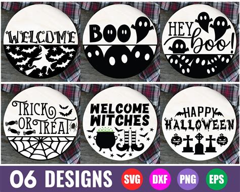 Halloween Round Sign Svg Bundle Round Sign Halloween Svg Etsy Happy