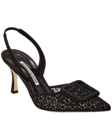 Manolo Blahnik Maysli 70 Lace Satin Slingback Pump In Black Lyst