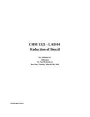 CHM 1321 Lab 04 Discussion Docx CHM 1321 LAB 04 Reduction Of