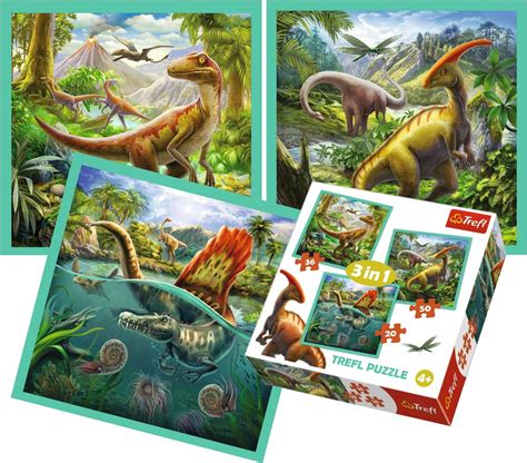 TREFL PUZZLE 3W1 NIEZWYKŁY ŚWIAT DINOZAURÓW 34837 9595883929 Allegro pl