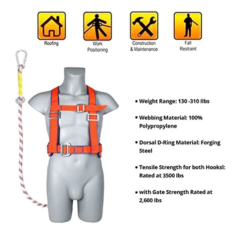 Trsmima Safety Harness Fall Protection Half Body Roofing Harness Kit