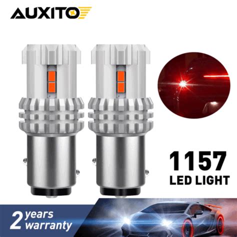 2x Auxito 1157 2357 7528 Bay15d Pure Red Led Turn Signal Tail Stop Light Bulbs Ebay