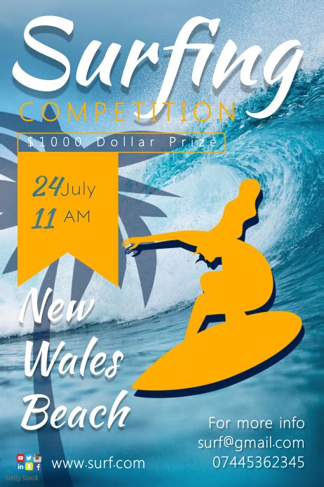 Surfing Competition Poster Template Postermywall