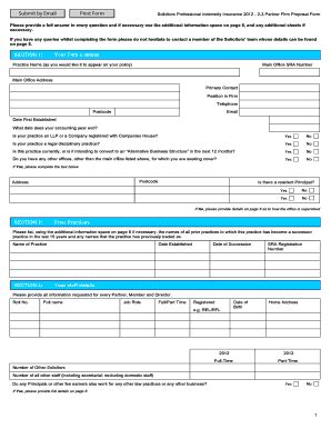 Fillable Online Solicitors Professional Indemnity Insurance