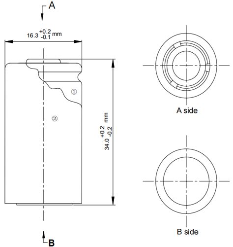 Outline Dimension of 16340 battery - Lithium ion Battery Manufacturer and Supplier in China-DNK ...