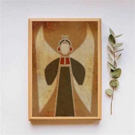 Ukrainian Art Angel Painting Mid Century Modern Art Line Poster ...