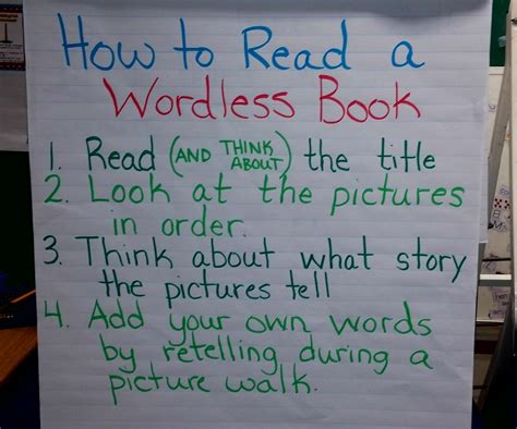 How To Read A Wordless Book Anchor Chart For First Grade Wordless