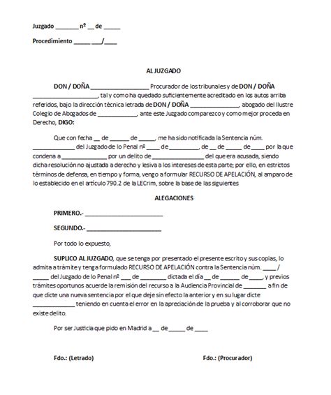 Modelo De Recurso De Apelaci N Adcordis