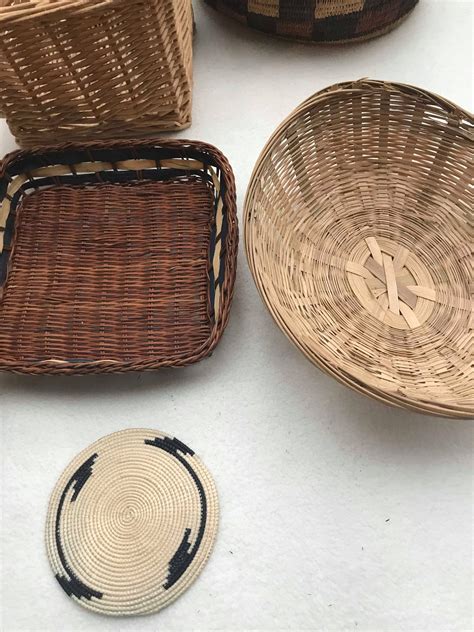 Woven Trays For Wall Decor Woven Basket Boho Set Wicker Wall Basket