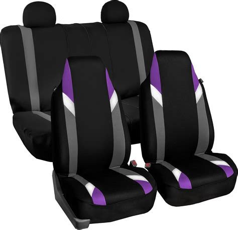 Fh Group Fb133114 Full Set Premium Modernistic Seat Covers Purple Black Fit Most