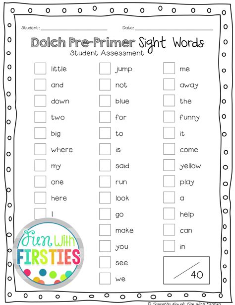 Sight Words Pre Primer