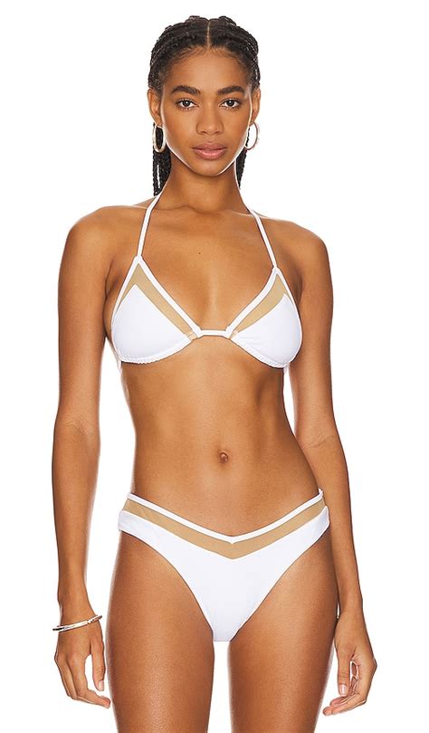 Solid Striped The Iris Bikini Top In White REVOLVE