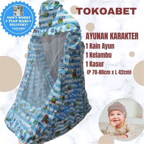 Promo Ayunan Bayi Tiang Cat Epoxy Kain Ayunan Karakter Lengkap Set