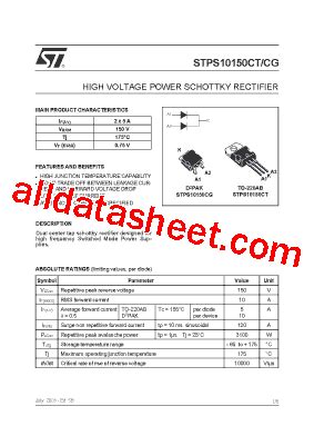 Stps Cg Datasheet Pdf Stmicroelectronics