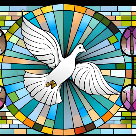 Stained Glass Effect Church Window Cross White Dove With Wings · Creative Fabrica