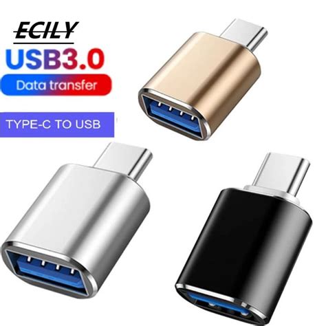 Ecily Mini Usb Type C Adapter Male To Usb Female Otg Cable